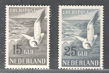 Nederland 1951 - Luchtpost Zeemeeuwen 15 & 25 GLD - Postfris, Postzegels en Munten, Gestempeld