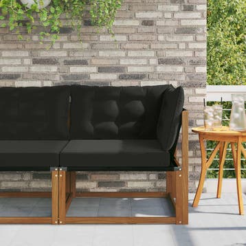 vidaXL Buiten Hoek Sofa Massief Acaciahout en Textilene, Tuin en Terras, Tuinsets en Loungesets, Verzenden, Nieuw