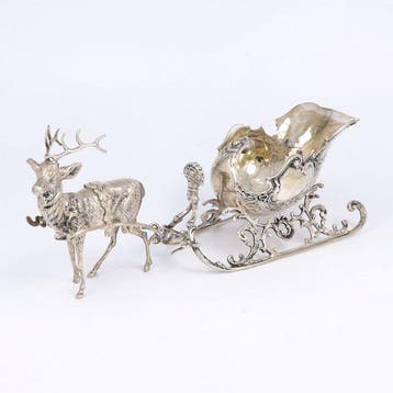 Rendier met sleede - Beeldje - .800 zilver