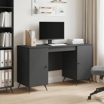 vidaXL Bureau Zwart 142,5 x 50 x 75 cm Bewerkt hout, Verzenden, Nieuw