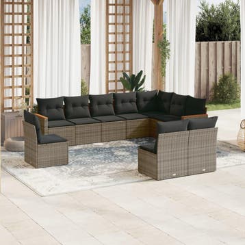 vidaXL Patio Sofa Set 10-zits Grey, Tuin en Terras, Verzenden, Nieuw