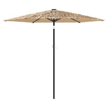 vidaXL Parasol met LEDs en stalen paal 268x268x226 cm bruin, Verzenden, Nieuw, 2 tot 3 meter