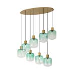 Hotel Chique hanglamp messing met blauw en groen glas, Verzenden, Nieuw, Hotel chique