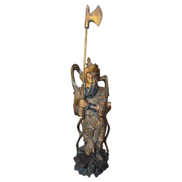 Gilt Statue of Guan Yu - Early 20th century - Hout - China, Antiek en Kunst