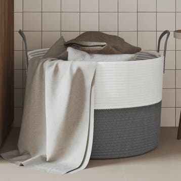 vidaXL Opbergmand Ø 51x33 cm katoen grijs en wit, Verzenden, Nieuw