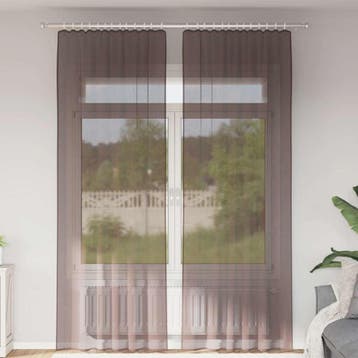 vidaXL Gordijnen voile met tab top 2 st bruin, Verzenden, Nieuw, Bruin