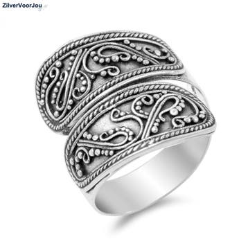 Zilveren 22mm brede grote Bali ring, Verzenden, Nieuw, Zilver
