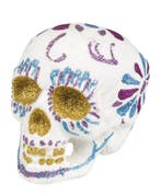 Sugar skull Glitter wit (16 x 14 cm) Dia de los Muertos /, Verzenden, Nieuw