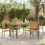 vidaXL Tuinstapelstoelen 4 pcs Bruin en Grijs 54 x 56 x 90, Tuin en Terras, Tuinstoelen, Verzenden, Nieuw