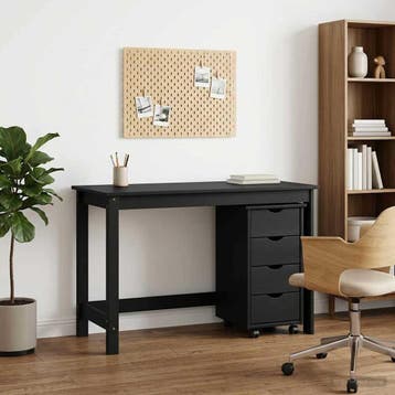 vidaXL Bureau Kas Set 2 st Grijs Massief grenenhout, Verzenden, Nieuw
