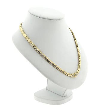 Gouden vossenstaart schakelcollier met diamanten; 0,52 ct., Gebruikt, Ophalen of Verzenden, Met edelsteen, Goud