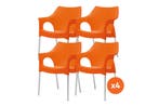 Set van 4 - Scab Ola stapelbare kunststof tuinstoel - Oranje, Verzenden, Nieuw, Overige materialen