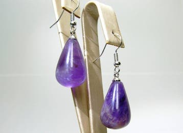 amethist Oorbellen - Hoogte: 40 mm - Breedte: 13.1 mm- 9.8 g