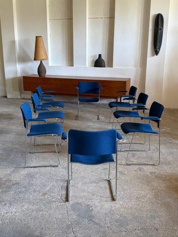 David Rowland - Stoel (8) - Howe 40/4 - Staal, Chroom, Stoff, Antiek en Kunst