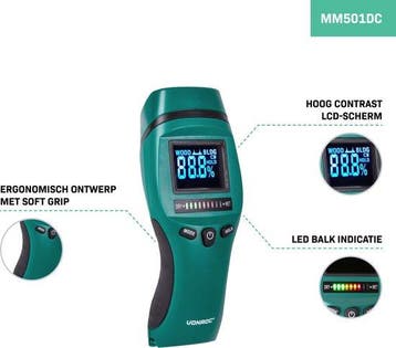 2dekans | VONROC PRO Vochtmeter – Professioneel gebruik –, Ophalen of Verzenden, Zo goed als nieuw