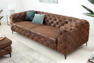 Chesterfield 3-zitsbank MODERN BAROK 235cm antiek bruin, Ophalen of Verzenden, Nieuw