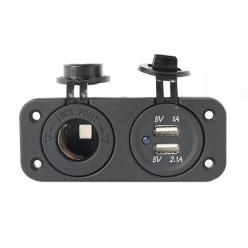 Waterdichte inbouwstekker met 2x USB en 12V stopcontact, Ophalen of Verzenden, Nieuw