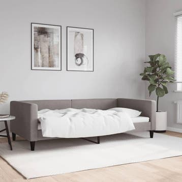 vidaXL Slaapbank 100x200 cm stof taupe, Huis en Inrichting, 100 cm, Eenpersoons, Verzenden, Nieuw