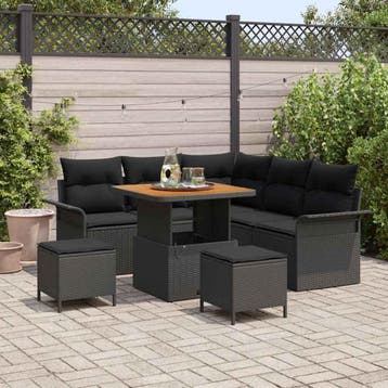 vidaXL Tuin Sofa Set met kussen met opslag met kussen 8 pcs, Verzenden, Nieuw, Rotan, 8 zitplaatsen