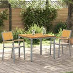 vidaXL Stapelstoel 2 pcs Bruin 56 x 57 x 87 cm Massief, Tuin en Terras, Verzenden, Nieuw