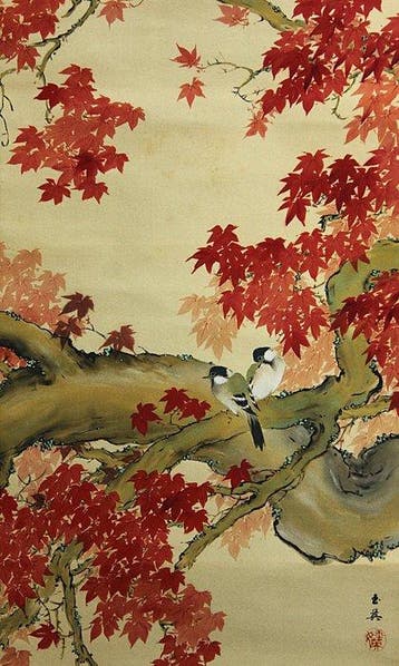 Autumn leaves and birds -   Maeda Gyokuei - Japan, Antiek en Kunst