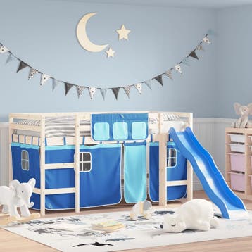 vidaXL Gordijnen voor hoogslaper polyester blauw, Huis en Inrichting, Verzenden, Nieuw, Blauw