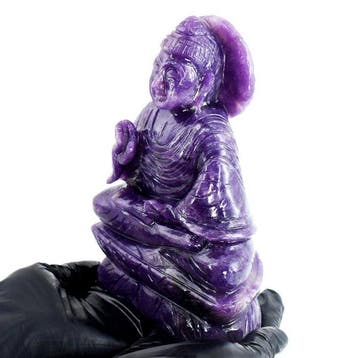 Beeld, Big Lepidolite Carved Divine Lord Buddha Idol -