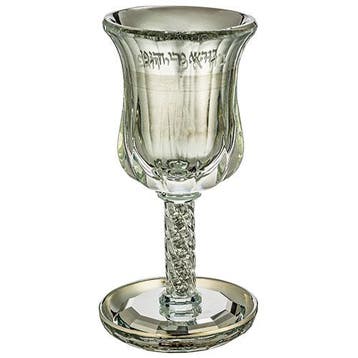 Grote elegante kristallen Kiddush beker / Beker van Elia..., Verzamelen, Religie, Nieuw