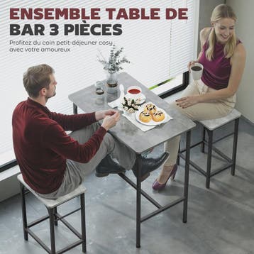 HOMCOM Bartafel Set met 2 Barkrukken - Keuken, Eetkamer, Woo, Verzenden, Nieuw