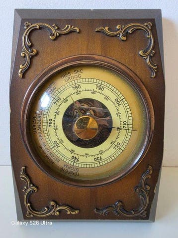 Aneroid barometer - Hout, Glas, Metaal - Oude barometer