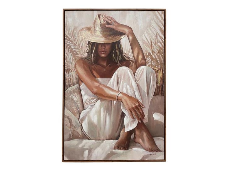 Olieverfschilderij Vrouw met Hoed | 004, Huis en Inrichting, Woonaccessoires | Schilderijen, Tekeningen en Foto's, Nieuw, Ophalen of Verzenden