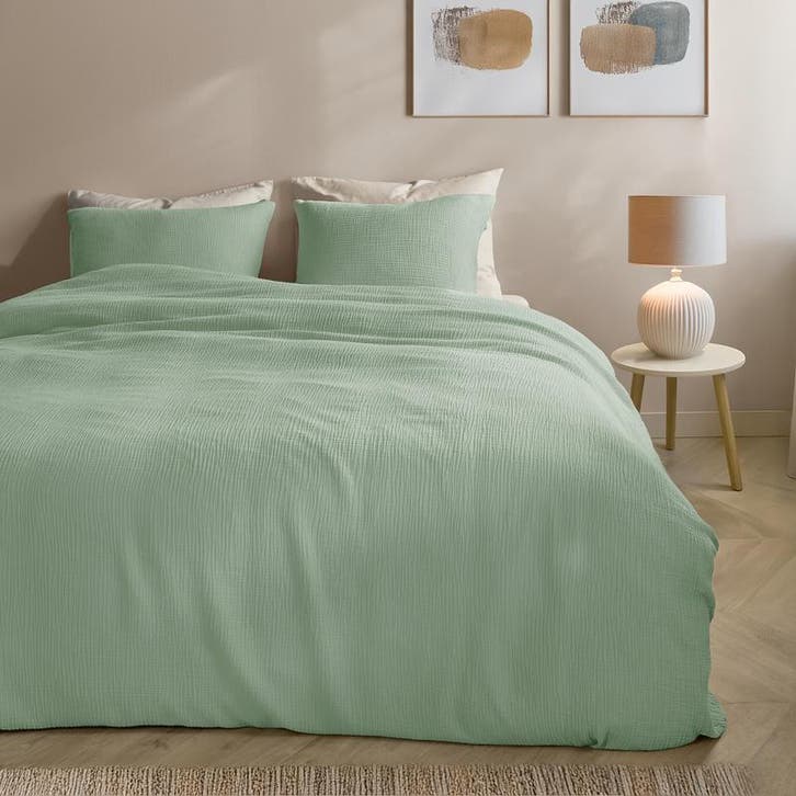 Mousseline dekbedovertrek - groen - 2-persoons | 240 x, Huis en Inrichting, Slaapkamer | Beddengoed, Groen, Nieuw, Verzenden