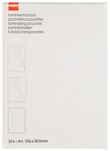 HEMA Lamineerhoezen 80 micron 21.6x30.3 - 25 stuks, Verzenden, Nieuw