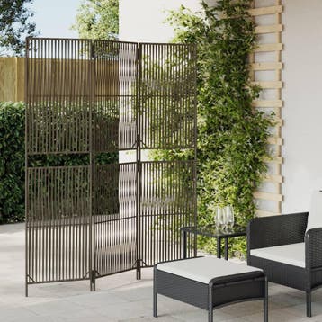 vidaXL Kamerscherm 3 panelen poly rattan grijs, Huis en Inrichting, Verzenden, Nieuw