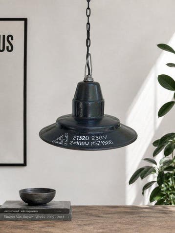 hanging factory lamp - Plafondlamp - Emaille, IJzer -