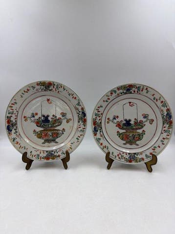 Bord - Porselein - Groene familie Kangxi