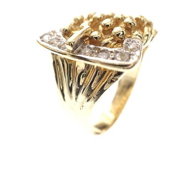 Gouden ring als gesp met zirconia, Gebruikt, 20 of groter, Heer, Ophalen of Verzenden