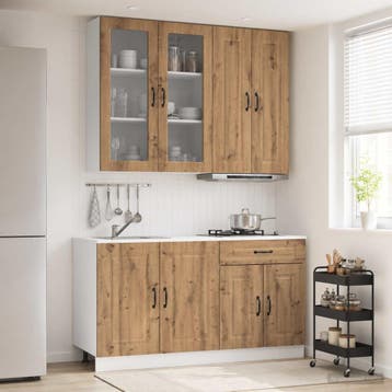 vidaXL Keukenblok KALMAR 4 st Artisanaal eiken Bewerkt hout, Huis en Inrichting, Verzenden, Nieuw, Bruin