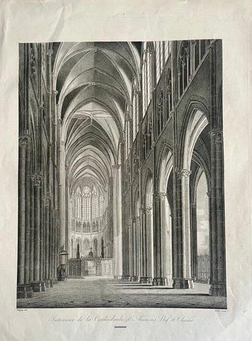 Nicolas Chapuy & Millot - Interieur de la Cathédrale, Antiek en Kunst