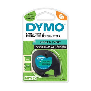 Dymo S0721640 / 91204 plastic tape groen 12 mm (origineel), Verzenden, Nieuw, Printertape, Dymo