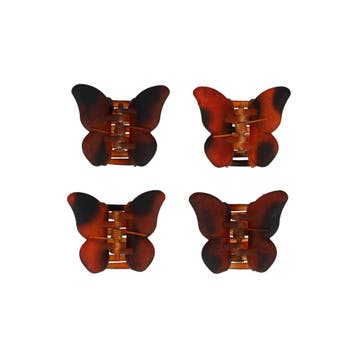 Haarspeld Haarklemmen 2,5cm – Vlinder – Bruin – Set van 4, Nieuw