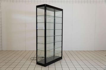 Zwarte vitrinekast met glazen legplanken, Ophalen of Verzenden, Nieuw