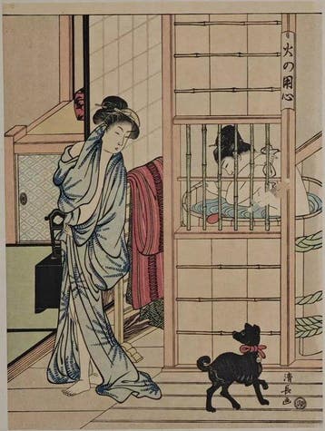 Fire safety precautions - Torii Kiyonaga - Japan