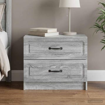 vidaXL Nachtkastje Grijs sonoma 62 x 34,5 x 44,5 cm Bewerkt, Minder dan 45 cm, Verzenden, Nieuw, Minder dan 55 cm