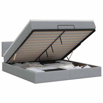 vidaXL Ottoman bed met matras Lichtgrijs 140 x 200 cm Stof, Huis en Inrichting, Slaapkamer | Bedden, Verzenden, Nieuw