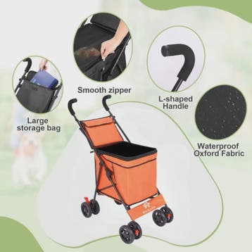 40L Opvouwbare Boodschappentrolley met Opbergtas en 4 Wielen, Verzenden, Nieuw