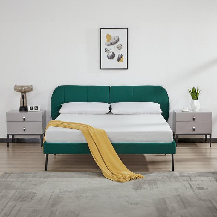 Gestoffeerd bed Porvoo met bedbodem en matras 140x200 cm don, Huis en Inrichting, Slaapkamer | Bedden, Verzenden