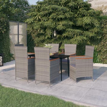 vidaXL 7-delige Tuinset met kussens grijs, Tuin en Terras, Verzenden, Nieuw, 6 zitplaatsen, Tuinset