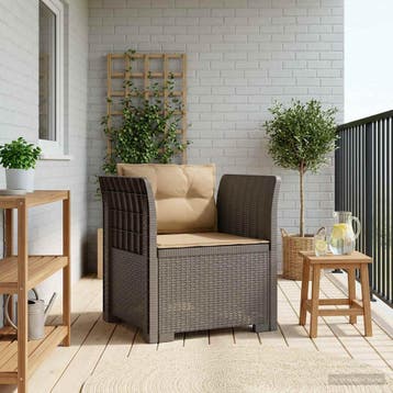 vidaXL Eénpersoons Fauteuil met Kussens Rattan Look PP, Verzenden, Nieuw