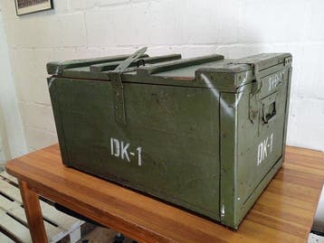 Kist - Grote militaire kist - Hout, Metaal